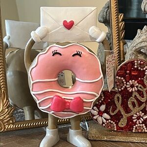 NEW! Sweet Love Pink Donut Girl Figurine with Valentines Day Card Envelope